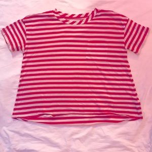 Red and white striped old navy crop top